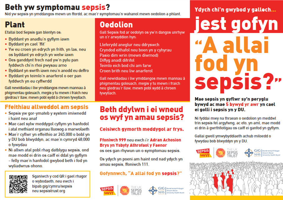 a allai fod yn sepsis leaflet