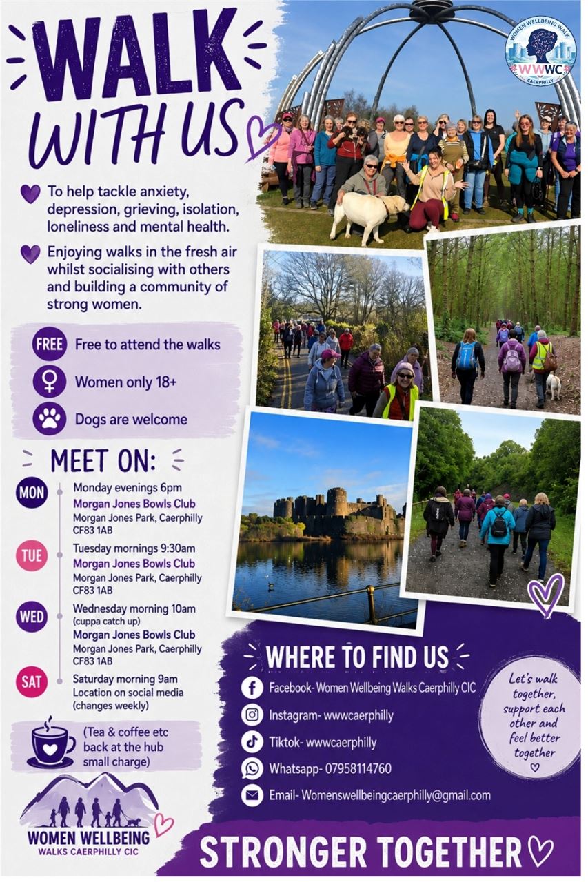 Women wellbeing walk Caerphilly poster